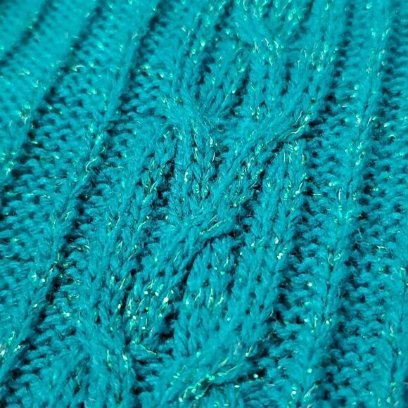 Diane Von Furstenberg Womans Teal Cable Knit Sweater, m/l - Picture 5 of 5